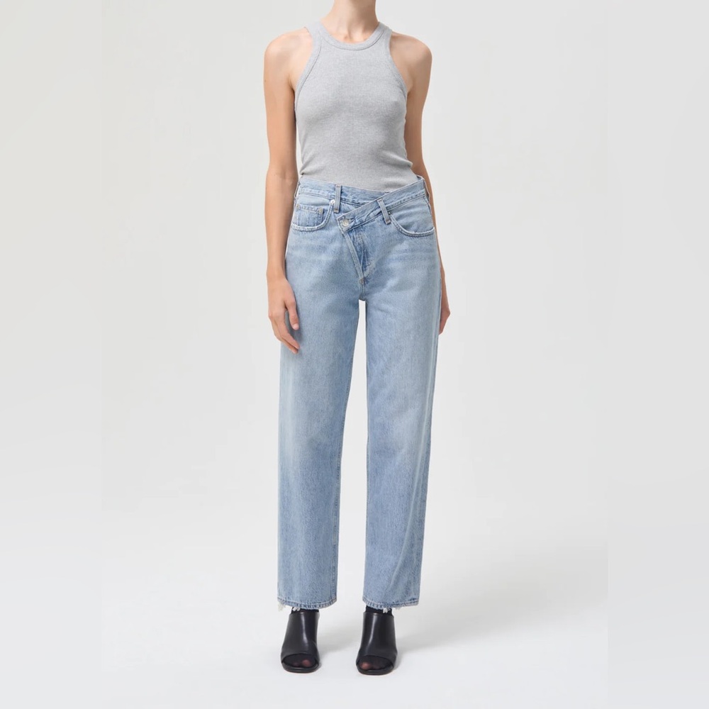 AGOLDE Criss Cross Jeans Hi Rise Straight Leg No Stretch Denim 100% Cotton